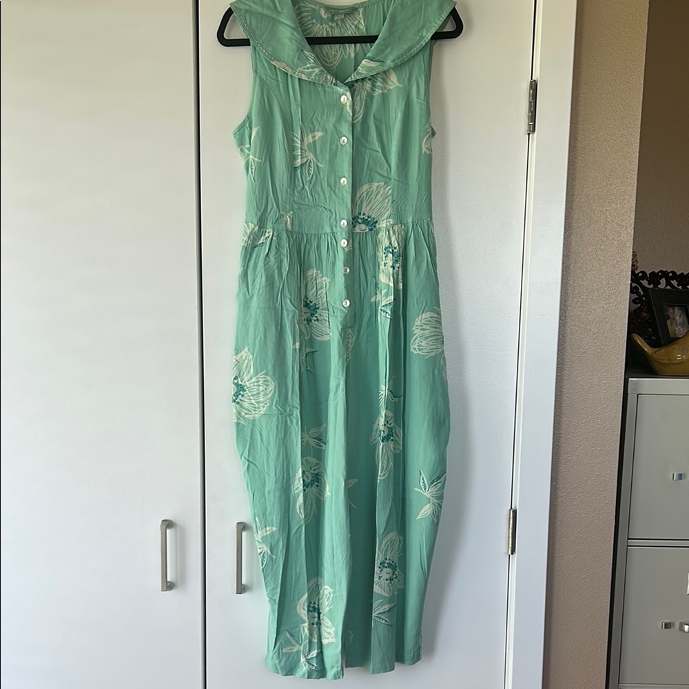 April Cornell Green Sleeveless Jumpsuit with pockets!